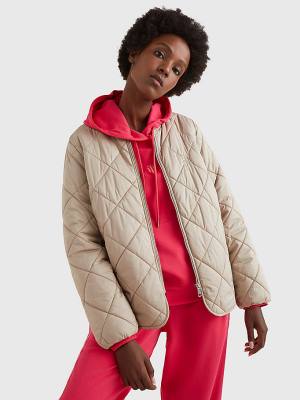 Ženske Tommy Hilfiger TH Protect Quilted Bomber Jakna Bež | TH753DJA