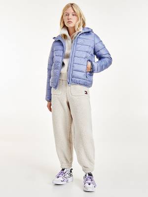 Ženske Tommy Hilfiger Tape Detail Quilted Hooded Jakna Ljubičasta | TH280DMJ