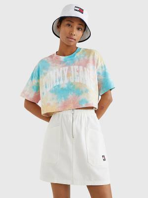 Ženske Tommy Hilfiger Tie-Dye Oversized Cropped Majice Bela | TH308XUO