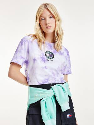 Ženske Tommy Hilfiger Tie-Dye Recycled Cotton Cropped Majice Ljubičasta | TH305WTH