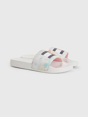 Ženske Tommy Hilfiger Tie-Dye Slides Sandale Bela | TH687QEO