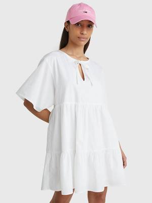 Ženske Tommy Hilfiger Tiered Kaftan Haljine Bela | TH601XRU