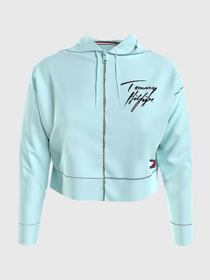 Ženske Tommy Hilfiger Tommy 85 Signature Logo Cropped Duks Hoodie Plava | TH478HCQ