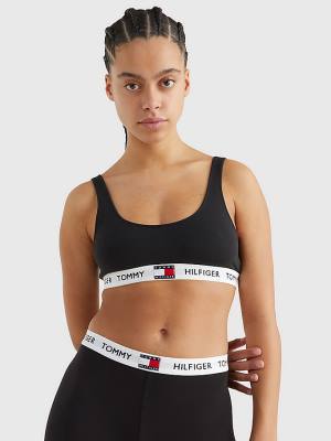 Ženske Tommy Hilfiger Tommy 85 Stretch Cotton Logo Bralette Donji veš Crna | TH607TKH