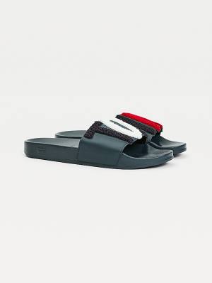 Ženske Tommy Hilfiger Tommy Lettering Pool Slides Sandale Plava | TH248CQJ