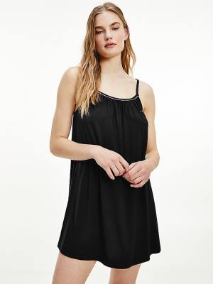 Ženske Tommy Hilfiger Ultra Soft Strappy Nightdress Pidžama Crna | TH264KED