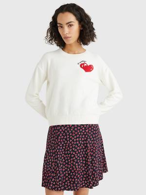 Ženske Tommy Hilfiger Valentines Heart Organic Cotton Jumper Džemper Bela | TH825QBG