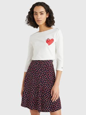 Ženske Tommy Hilfiger Valentines Heart Print Boat Neck Majice Bela | TH164XCV