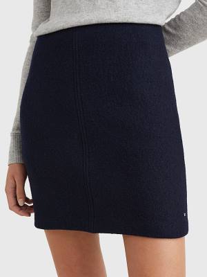 Ženske Tommy Hilfiger Virgin Wool Mini Suknje Plava | TH813YNW