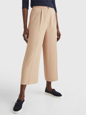 Ženske Tommy Hilfiger Wide Leg Cropped Pantalone Bež | TH582OVQ