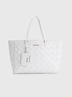 Ženske Tommy Hilfiger Woven Tote Torbe Bela | TH590YPO